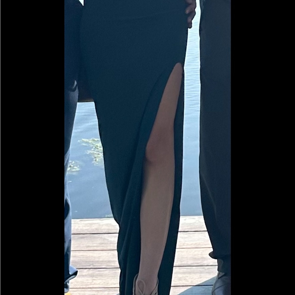 Elegant Black Evening Gown with High Slit